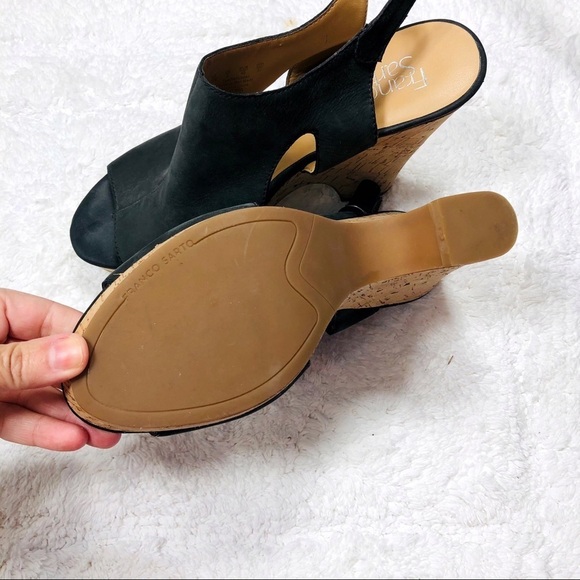 🔥SALE🔥 Franco Sarto black suede platform wedge sandals - Picture 4 of 6